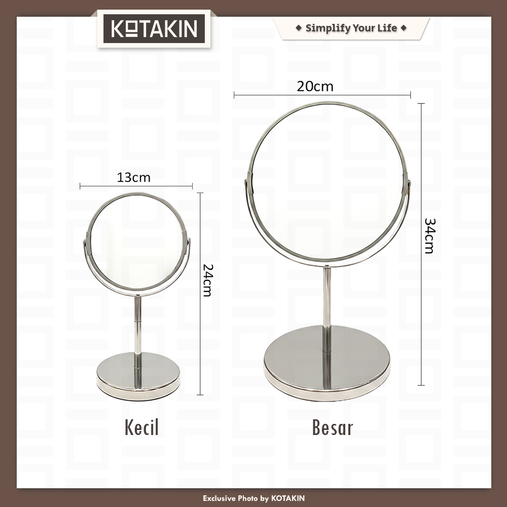Cermin Rias Meja Zoom Pembesaran 2X